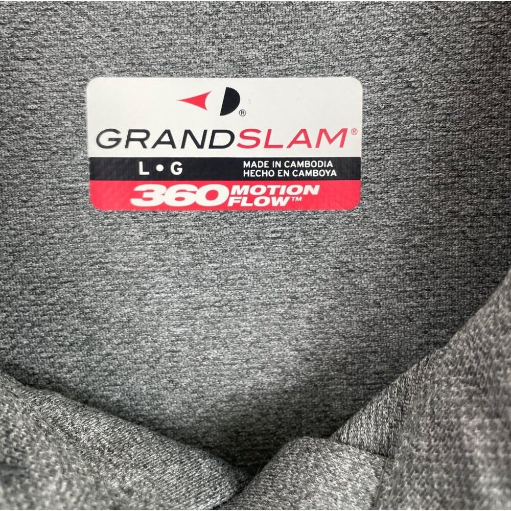 Grand Slam Mens Size Large Gray Long Sleeve Polo Shirt - Picture 4 of 8